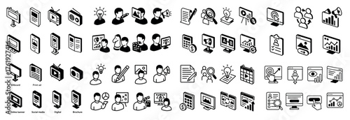 Digital marketing icons set with diverse concepts