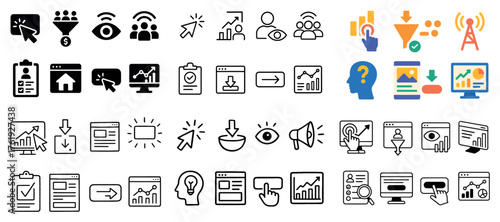 Diverse business and marketing icon set collection