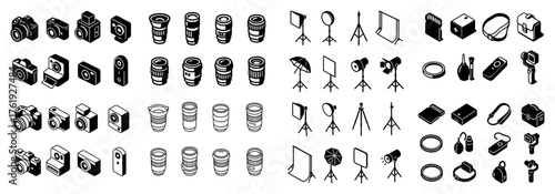 Collection of camera and photography equipment icons