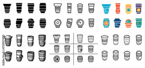 Diverse camera lens collection in various styles