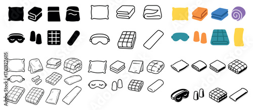 Assorted bedding and sleep accessories icons