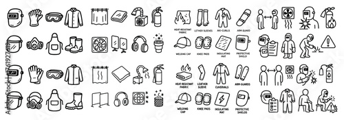 Collection of safety equipment icons and symbols
