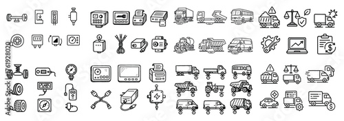 Industrial equipment and vehicle icons collection