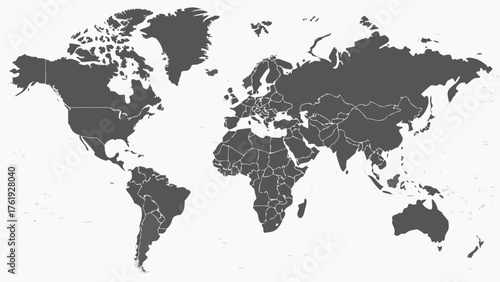 Minimalist Grayscale World Map