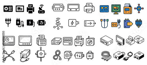 Diverse electronic device and connector icons