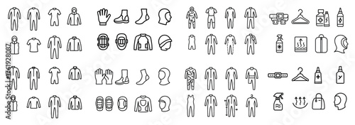 Clothing and accessories icons set