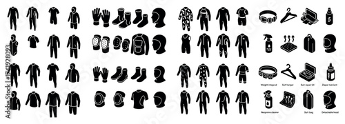 Black clothing and accessories icons collection