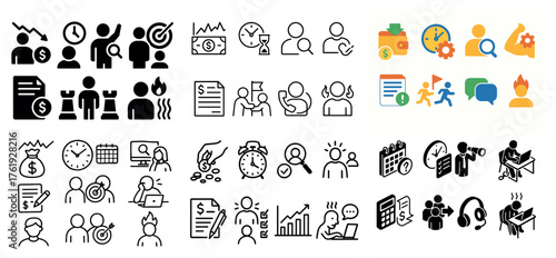 Business and time management icons collection