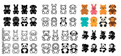 Cute animal teddy bear illustrations collection