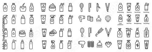 Hair care product icons collection