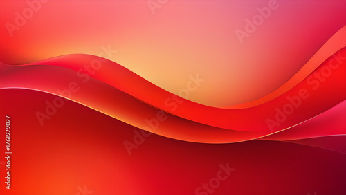 Modern abstract background with bright red flowing waves and soft light effects for business presentation