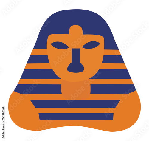Ancient egyptian pharaoh mask or sarcophagus tomb illustration, history and culture mummy icon vector