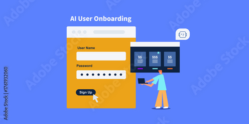 AI chatbot provides personal guidance to user, helping select subscription plan and complete signup process via laptop device.