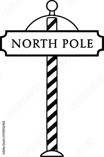 Tableau sur toile Black line art north pole sign marker post
