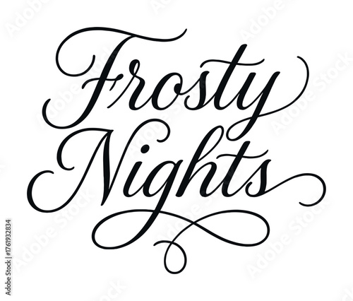 Elegant frosty nights typography with handwritten calligraphy design