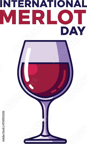 Glass of red wine for international merlot day celebration and wine lovers