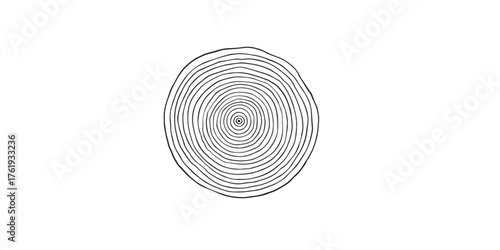 Print  Fine concentric rings of a tree trunk, black line art on white background, organic imperfect circles, clean vector path, no shading, nature growth concept