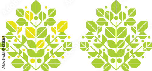 Abstract botanical design featuring a pattern of leaves, showcasing a simple, modern aesthetic and nature's beauty