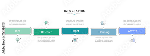 Timeline Creator infographic template. 5 Step timeline journey, calendar Flat simple infographics design template. presentation graph. Business concept with 5 options, gantt vector illustration.
