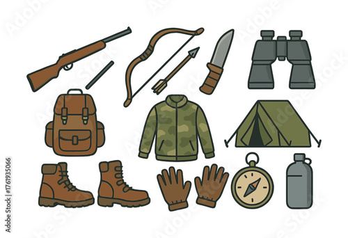 Outdoor adventure equipment: camping gear, survival tools, and hunting essentials