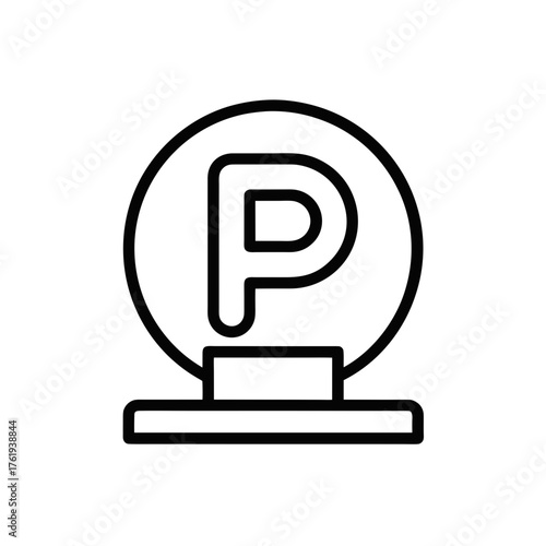 Simple outline parking sign vector graphic scalable icon for transportation and roadside services