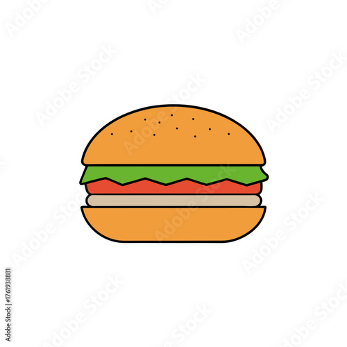 Scalable vector outline of a delicious burger cut in half icon