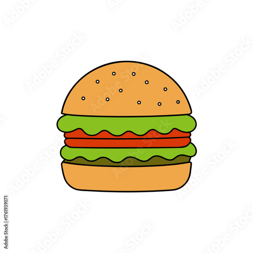 Hamburger coloring page vector illustration scalable food icon for design