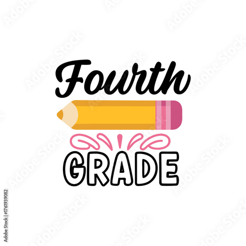 Hello fourth grade pencil illustration scalable vector graphic for educational use