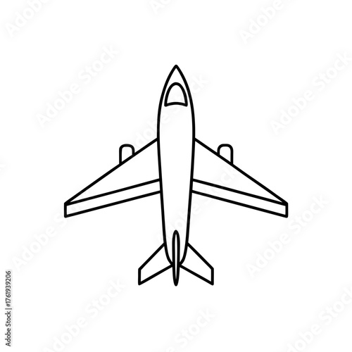 Modern overhead airplane illustration vector art for transportation and travel graphics