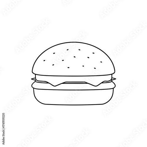 Classic cheeseburger outline vector graphic scalable illustration fast food icon sesame bun