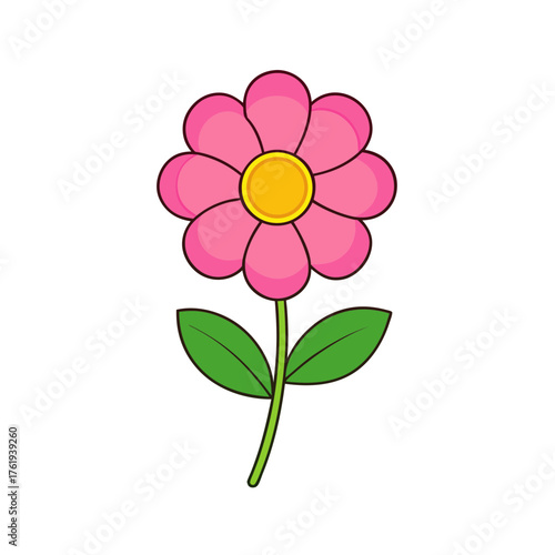 Round pink flower vector illustration scalable floral icon for design projects