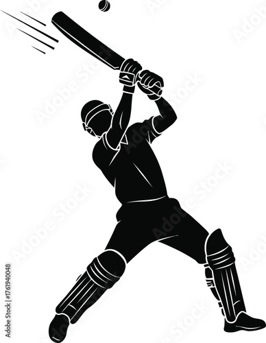 Silhouette of a cricketer batting during a match
