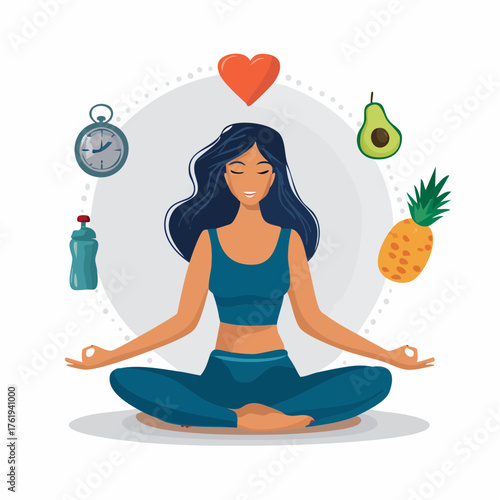 Gesund leben: Vektor-Illustration für Wellness und Wohlbefinden