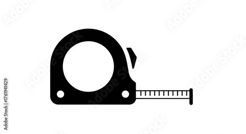 Measuring Precision A Minimalist Black and White Illustration of a Tape Measure