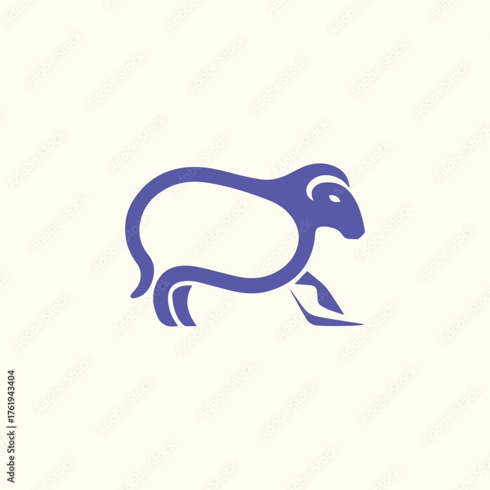 Obraz premium Minimalist Silhouette Sheep Logo T-Shirt Design, Perfect for Nature Lovers, Farm Animal Enthusiasts, Modern Minimal Art Fans, Cozy Casual Wear, Unique Graphic Tee Style, Trendy Everyday Outfit, Creati