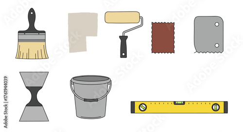 Painting Tools Vector Illustration A Set for Renovation and DIY Projects