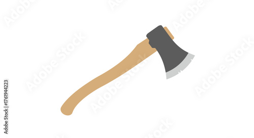 Axe Illustration with Wooden Handle and Metal Head