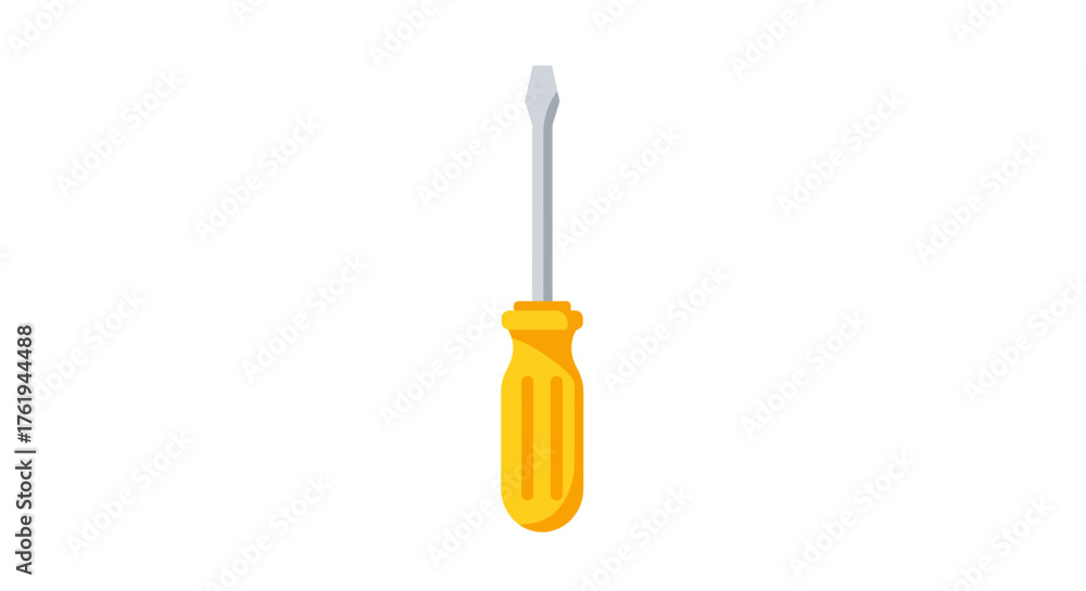 Fototapeta premium A bright yellow handled flathead screwdriver illustration for DIY enthusiasts