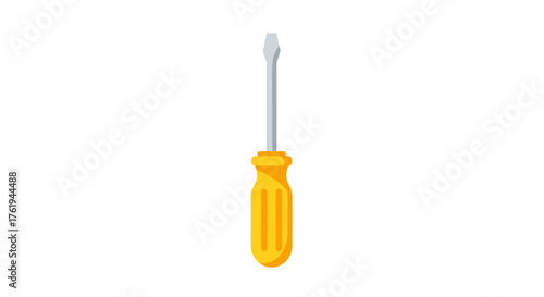 A bright yellow handled flathead screwdriver illustration for DIY enthusiasts