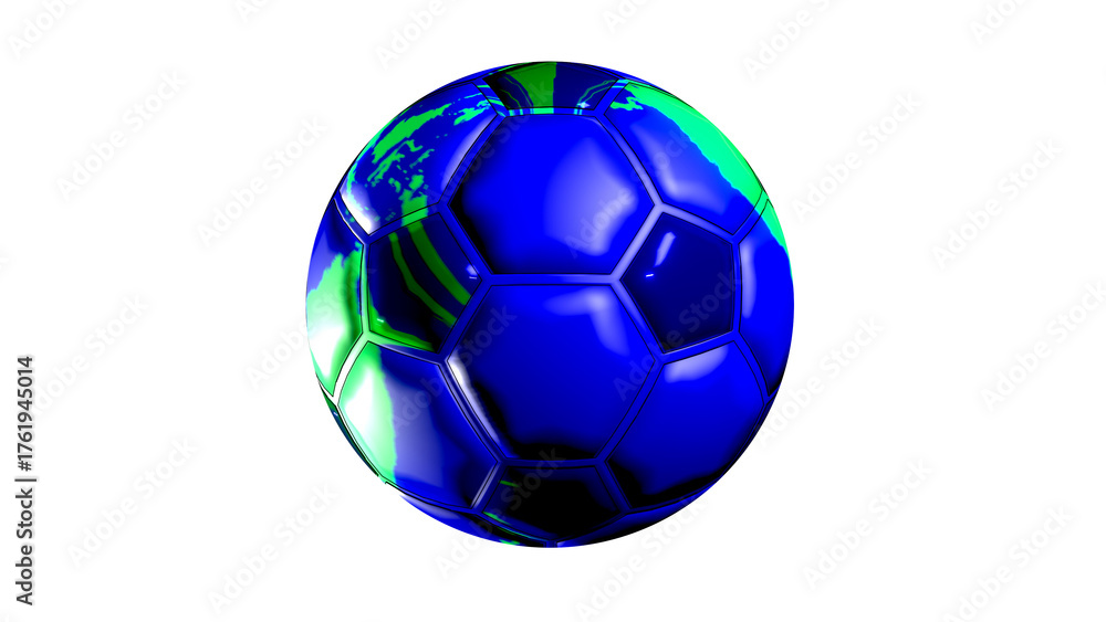 Naklejka premium 3D Soccer ball shaped earth globe isolated on transparent background.