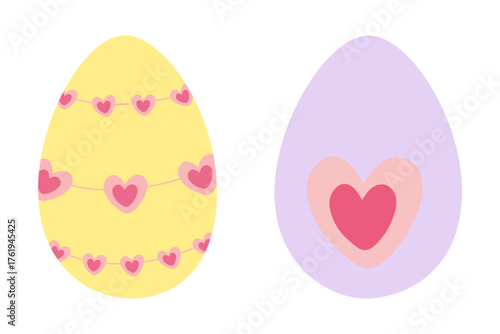 Hand Drawn Easter Eggs with Heart shape Decor Colorful Easter Themes Minimalist Design Elements Set