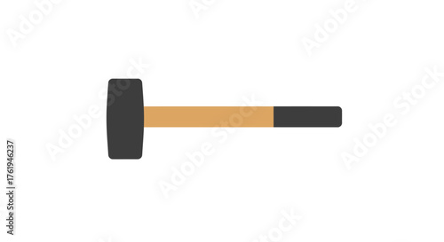 Illustration of a Simple Sledgehammer with Black Head and Wood Handle on White Background