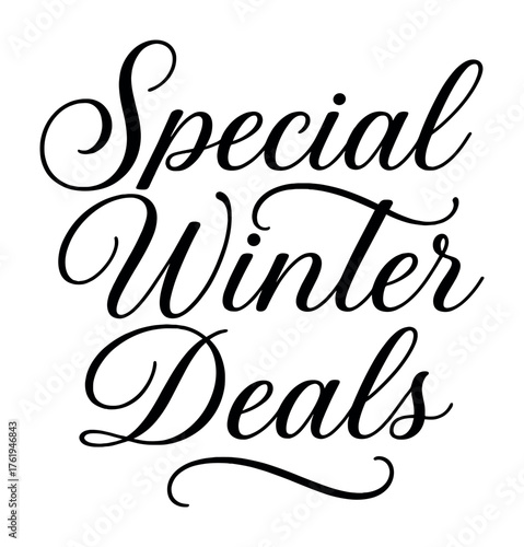 Elegant cursive typography for special winter deals promotion