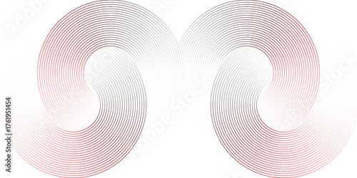 Collection of red concentric circles. Collection of radial sound wave or sonar rings. Pack of radar icon symbols, targets, dashed lines, halftones.eps 10,modern.