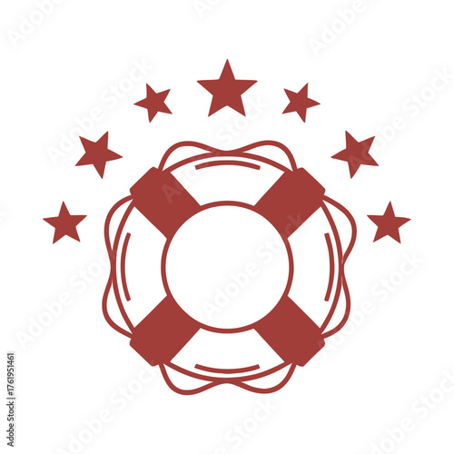 Nautical lifebuoy surrounded by red stars emblem