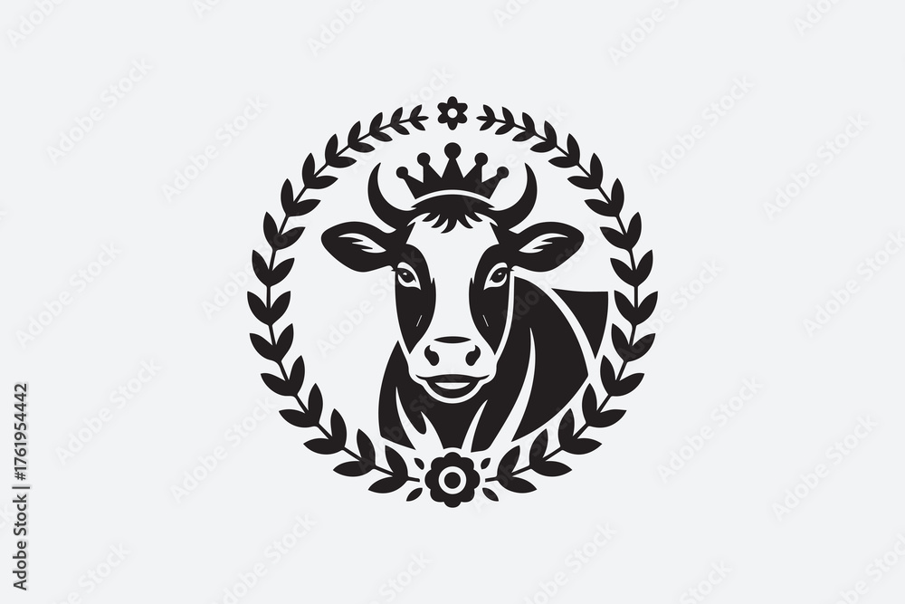 Obraz premium Crowned Cow Logo Vector