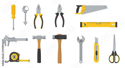 Essential Hand Tools Collection Vector Set for DIY Projects