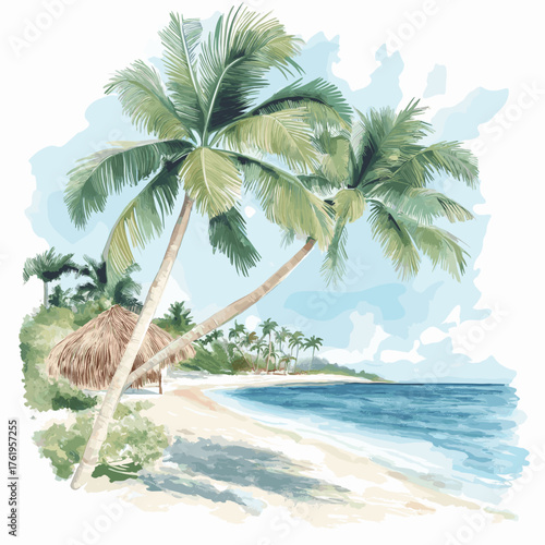 Punta Cana. Punta Cana hand drawn watercolor illustration