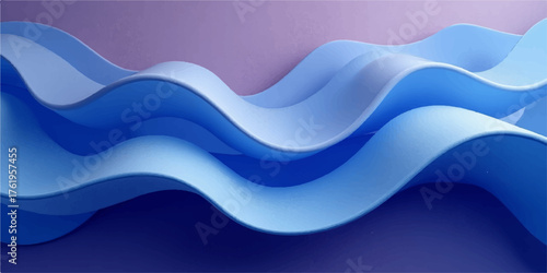 Abstract flowing blue waves with soft purple background creating a serene and modern design