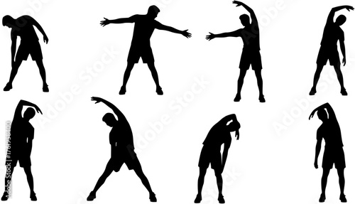 Wellness Man Stretching Post-Workout Silhouette